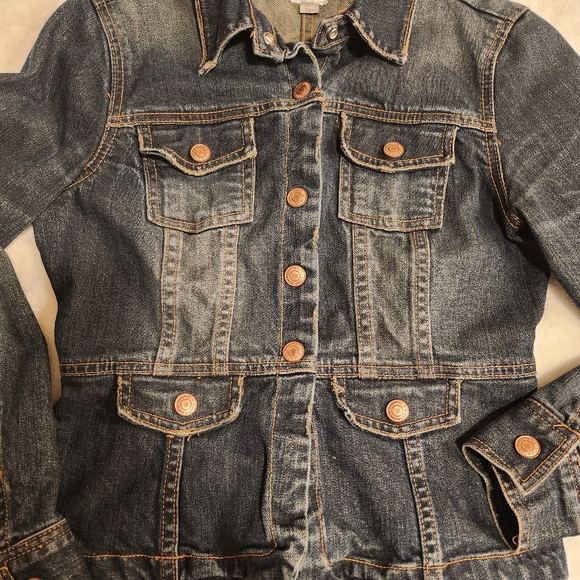 OLD NAVY Women's Denim Dark Blue Jean Jacket Vintage 1994 Size S Peplum - Picture 6 of 9